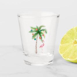 Tropical Palm Tree Flamingo Schnapsglas