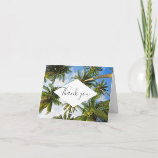 Tropical Palm Tree Florida Beach Wedding Thank You Dankeskarte