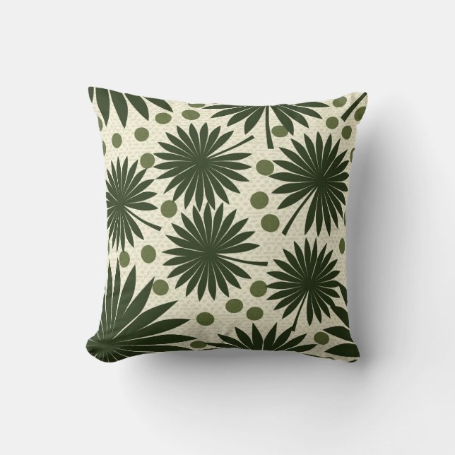 Tropical Palm Tree Green Kissen (Vorderseite)