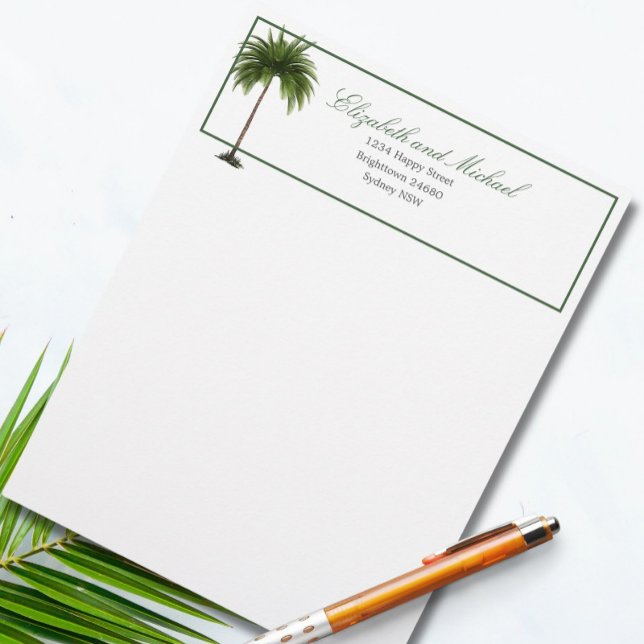 Tropical Palm Tree Green stilvoll Briefbogen (Von Creator hochgeladen)