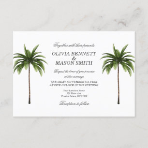 Tropical Palm Tree Green Wedding Card Einladung
