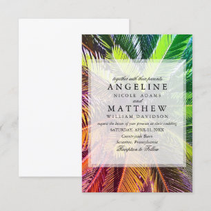 Tropical Palm Tree Green Wedding Card Einladung