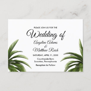 Tropical Palm Tree Green Wedding Card Einladung