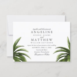 Tropical Palm Tree Green Wedding Card Einladung