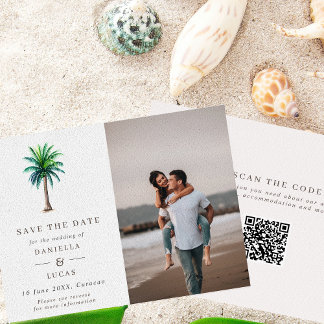 Tropical Palm Tree Hochzeit in Urlaubsort Foto Save The Date