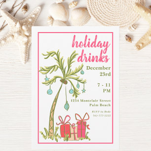 Tropical Palm Tree Holiday Drinks Party Einladung