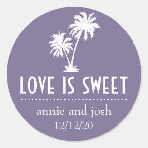 Tropical Palm Tree Love Is Sweet Étiquette (Eggpla