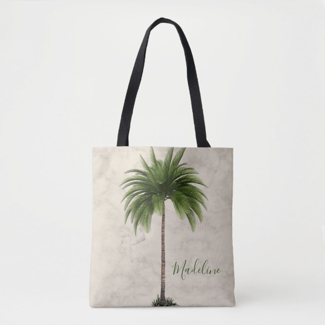 Tropical Palm Tree Marble Champagne Elegante Tasche (Vorderseite)