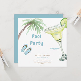 Tropical Palm Tree Margarita Pool Party Einladung