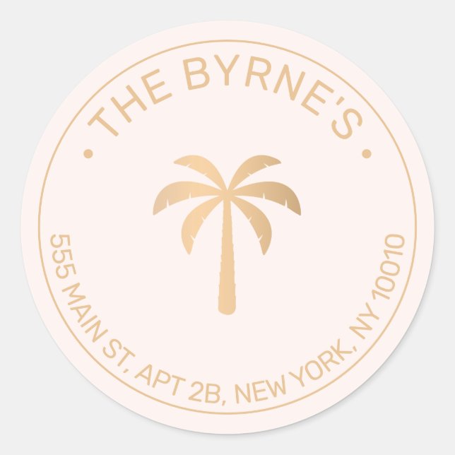 Tropical Palm Tree Modern Runder Aufkleber (Vorderseite)