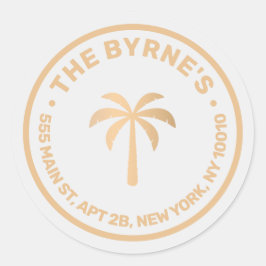 Tropical Palm Tree Modern Runder Aufkleber