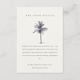 Tropical Palm Tree Navy Kraft Hochzeitsdetails Begleitkarte