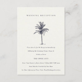Tropical Palm Tree Navy Kraft Hochzeitsempfang Begleitkarte