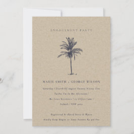 Tropical Palm Tree Navy Kraft Verlobung laden Dankeskarte