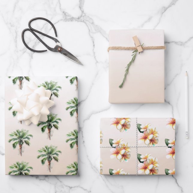 Tropical Palm Tree Ombre Geschenkpapier Set (Vorderseite)