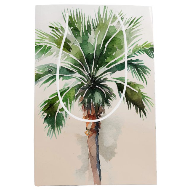 Tropical Palm Tree Ombre Mittlere Geschenktüte (Vorderseite)