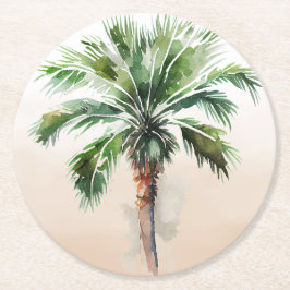 Tropical Palm Tree Ombre Runder Pappuntersetzer