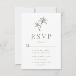 Tropical Palm Tree Sage Green Beach Hochzeit RSVP Karte