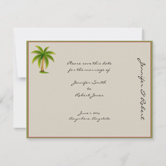 Tropical Palm Tree Save the Date Card (Vorderseite)