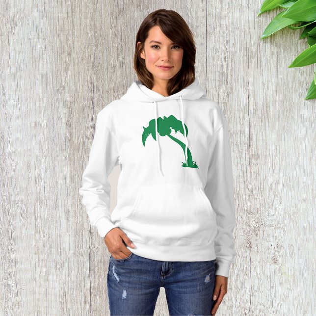 Tropical Palm Tree Silhouette Green Island Beach Hoodie (Von Creator hochgeladen)