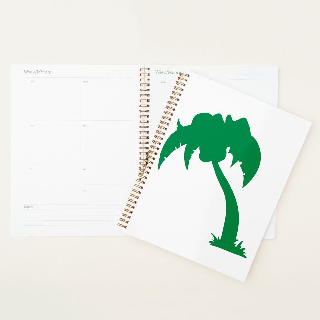 Tropical Palm Tree Silhouette Green Island Beach Planer (Von Creator hochgeladen)