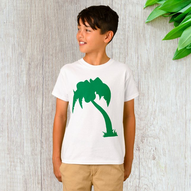 Tropical Palm Tree Silhouette Green Island Beach T-Shirt (Von Creator hochgeladen)