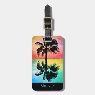 Tropical Palm Tree Silhouetten im Vintagen Stil Lu Gepäckanhänger