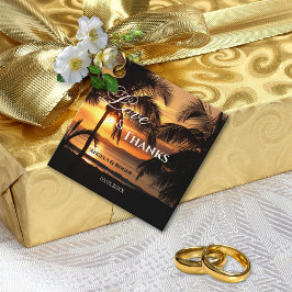 Tropical Palm Tree Sunset Beach Wedding Favor Tag Geschenkanhänger