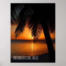 Tropical Palm Tree Sunset in Belize Poster