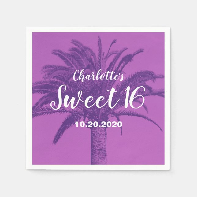Tropical Palm Tree Sweet 16 Serviette (Vorderseite)