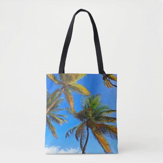Tropical Palm Tree Tote Bag - Küstenstreifen Tasche (Vorderseite)