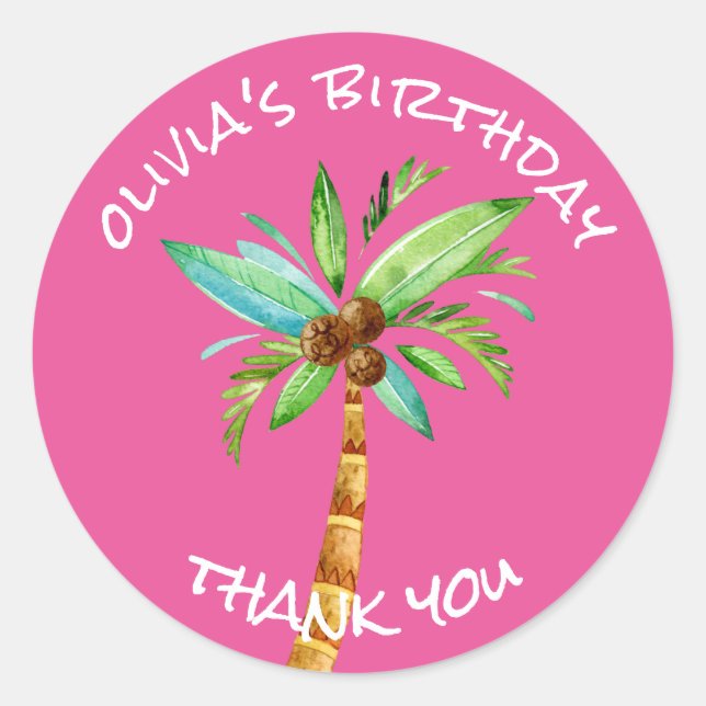 Tropical Palm Tree Vielen Dank für Ihre benutzerde Runder Aufkleber (Vorderseite)