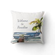 Tropical Palm Tree Waterfront Dock Patio