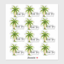 Tropical Palm Tree Wedding Danke Set Aufkleber