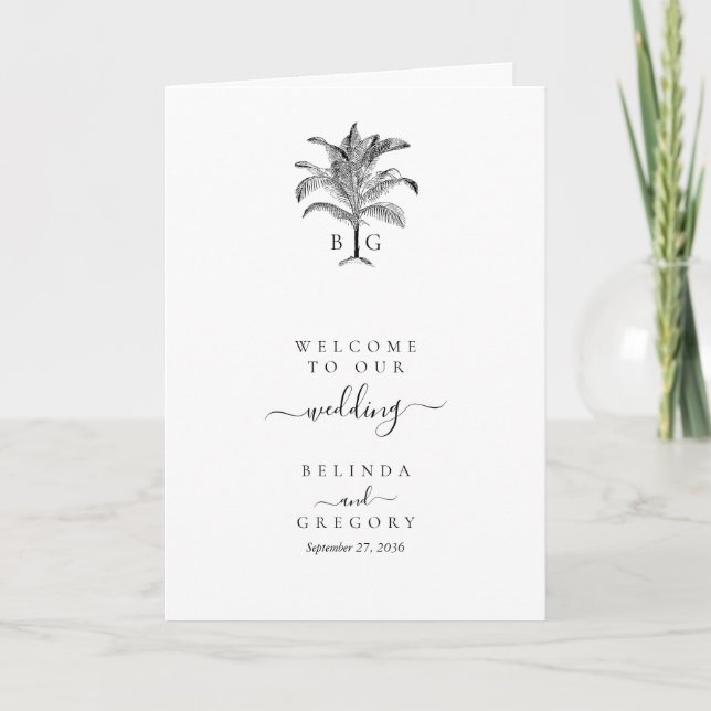 Tropical Palm Tree Wedding Order of Service Programm (Vorderseite)