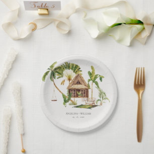 Tropical Palm Tree Wedding Pappteller