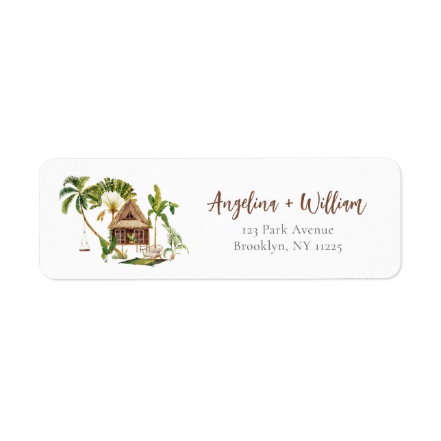 Tropical Palm Tree Wedding Return Address (Vorne)