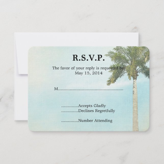 Tropical Palm Tree Wedding RSVP (Vorderseite)