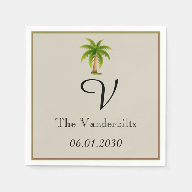 Tropical Palm Tree Wedding Serviette (Vorderseite)