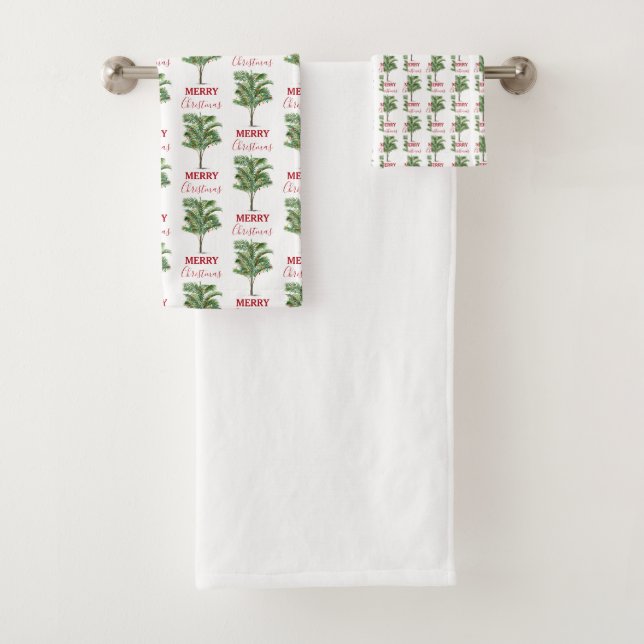 Tropical Palm Tree Weihnachtsbaum Urlaub Badhandtuch Set (Insitu)