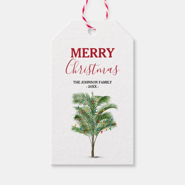 Tropical Palm Tree Weihnachtsbaum Urlaub Geschenkanhänger (Vorderseite)