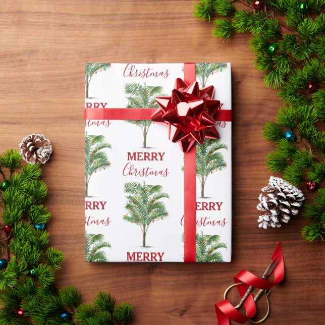 Tropical Palm Tree Weihnachtsbaum Urlaub Geschenkpapier (Feiertagsgeschenk)