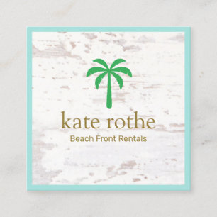 Tropical Palm Tree Wood Square Calling Card Telefonnummerkarte