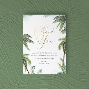 Tropical Palm Trees Aloha Baby Dusche Gold Script Dankeskarte