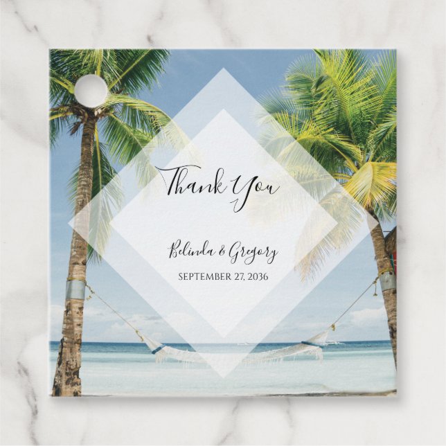 Tropical Palm Trees Beach Hochzeitsgeschenk Geschenkanhänger (Vorderseite)