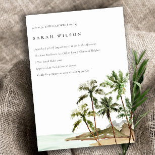 Tropical Palm Trees Beach Sand Brautparty Einladung