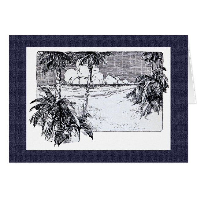 Tropical Palm Trees Beach Vintage Kunst (Vorderseite (Horizontal))