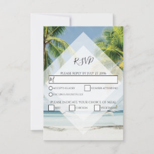 Tropical Palm Trees Beach Wedding RSVP Cards Karte