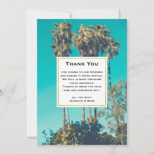 Tropical Palm Trees California Retro Wedding Dankeskarte