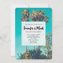 Tropical Palm Trees California Retro Wedding Einladung